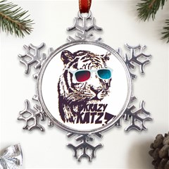 Krazy Katz 3d Tiger Roar Animal Metal Large Snowflake Ornament by Sarkoni