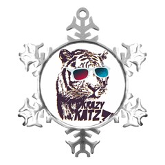 Krazy Katz 3d Tiger Roar Animal Metal Small Snowflake Ornament by Sarkoni