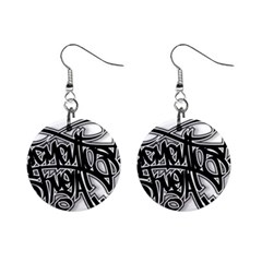 Hip Hop Music Drawing Art Graffiti Mini Button Earrings by Sarkoni