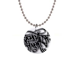 Hip Hop Music Drawing Art Graffiti 1  Button Necklace by Sarkoni