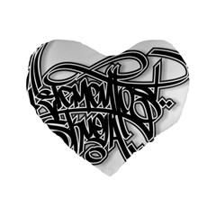 Hip Hop Music Drawing Art Graffiti Standard 16  Premium Heart Shape Cushions by Sarkoni