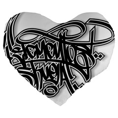 Hip Hop Music Drawing Art Graffiti Large 19  Premium Heart Shape Cushions by Sarkoni