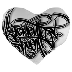 Hip Hop Music Drawing Art Graffiti Large 19  Premium Flano Heart Shape Cushions by Sarkoni