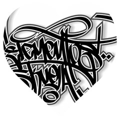 Hip Hop Music Drawing Art Graffiti Wooden Puzzle Heart by Sarkoni