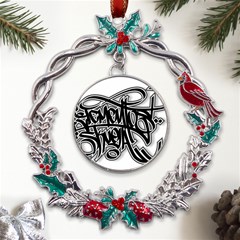 Hip Hop Music Drawing Art Graffiti Metal X mas Wreath Holly Leaf Ornament by Sarkoni