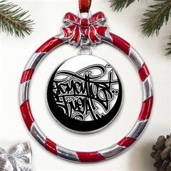 Hip Hop Music Drawing Art Graffiti Metal Red Ribbon Round Ornament by Sarkoni