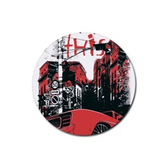 Cars City Fear This Poster Rubber Coaster (round) by Sarkoni