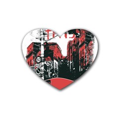 Cars City Fear This Poster Rubber Heart Coaster (4 Pack) by Sarkoni