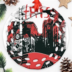 Cars City Fear This Poster Round Filigree Ornament (two Sides) by Sarkoni