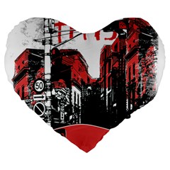 Cars City Fear This Poster Large 19  Premium Heart Shape Cushions by Sarkoni