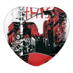 Cars City Fear This Poster Heart Glass Fridge Magnet (4 Pack)