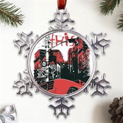 Cars City Fear This Poster Metal Large Snowflake Ornament by Sarkoni