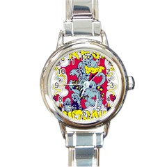 Fresh Urban Cartoon Monster Illustration Cartoon Character Text Round Italian Charm Watch by Sarkoni