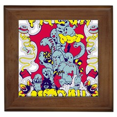 Fresh Urban Cartoon Monster Illustration Cartoon Character Text Framed Tile by Sarkoni