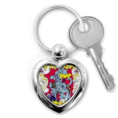 Fresh Urban Cartoon Monster Illustration Cartoon Character Text Key Chain (heart) by Sarkoni