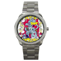 Fresh Urban Cartoon Monster Illustration Cartoon Character Text Sport Metal Watch by Sarkoni