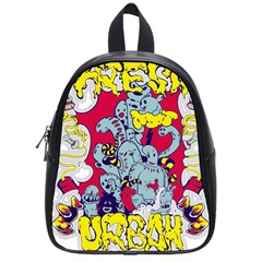 Fresh Urban Cartoon Monster Illustration Cartoon Character Text School Bag (small) by Sarkoni