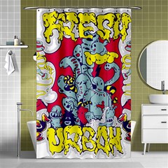 Fresh Urban Cartoon Monster Illustration Cartoon Character Text Shower Curtain 48  X 72  (small)  by Sarkoni