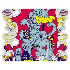 Fresh Urban Cartoon Monster Illustration Cartoon Character Text Two Sides Premium Plush Fleece Blanket (medium) by Sarkoni