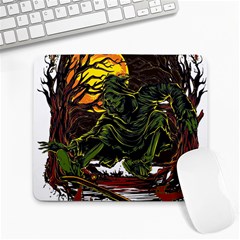 Grim Reaper Above Art  Monster Moon Letter Poster Large Mousepad by Sarkoni