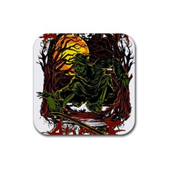 Grim Reaper Above Art  Monster Moon Letter Poster Rubber Coaster (square) by Sarkoni