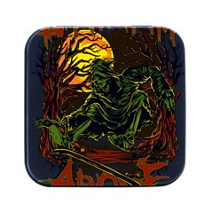 Grim Reaper Above Art  Monster Moon Letter Poster Square Metal Box (black)