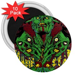 Zombie Star Monster Green Monster 3  Magnets (10 Pack)  by Sarkoni