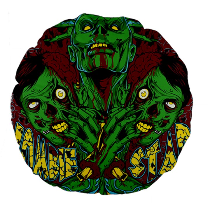 Zombie Star Monster Green Monster Large 18  Premium Round Cushions