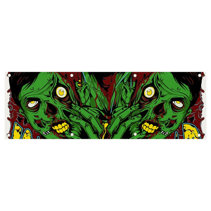 Zombie Star Monster Green Monster Banner and Sign 9  x 3 