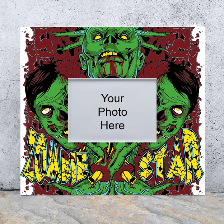 Zombie Star Monster Green Monster White Wall Photo Frame 5  x 7 