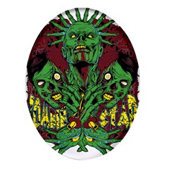 Zombie Star Monster Green Monster Oval Glass Fridge Magnet (4 Pack) by Sarkoni