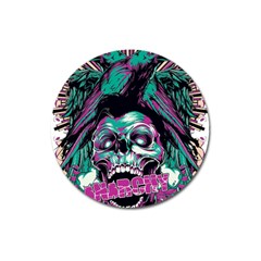 Anarchy Skull And Birds Magnet 3  (round) by Sarkoni