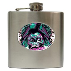 Anarchy Skull And Birds Hip Flask (6 Oz) by Sarkoni