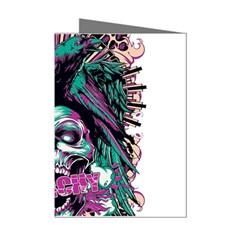 Anarchy Skull And Birds Mini Greeting Cards (pkg Of 8) by Sarkoni