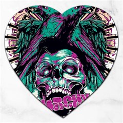 Anarchy Skull And Birds Jigsaw Puzzle (heart) by Sarkoni