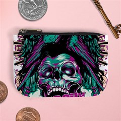 Anarchy Skull And Birds Mini Coin Purse by Sarkoni