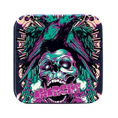 Anarchy Skull And Birds Square Metal Box (black) by Sarkoni