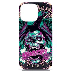 Anarchy Skull And Birds Iphone 14 Pro Max Black Uv Print Case by Sarkoni