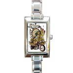 Motorcycle And Skull Cruiser Native American Rectangle Italian Charm Watch Front