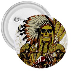 Motorcycle And Skull Cruiser Native American 3  Buttons by Sarkoni