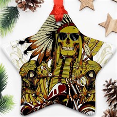 Motorcycle And Skull Cruiser Native American Ornament (star) by Sarkoni