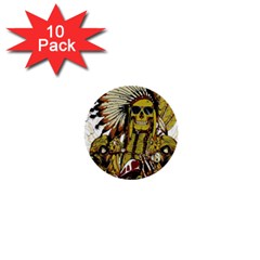 Motorcycle And Skull Cruiser Native American 1  Mini Buttons (10 Pack)  by Sarkoni