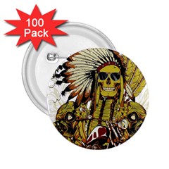 Motorcycle And Skull Cruiser Native American 2 25  Buttons (100 Pack)  by Sarkoni