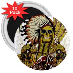 Motorcycle And Skull Cruiser Native American 3  Magnets (10 Pack)  by Sarkoni