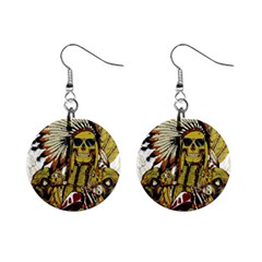 Motorcycle And Skull Cruiser Native American Mini Button Earrings by Sarkoni