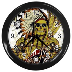 Motorcycle And Skull Cruiser Native American Wall Clock (black) by Sarkoni