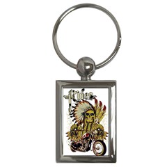 Motorcycle And Skull Cruiser Native American Key Chain (rectangle) by Sarkoni