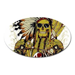 Motorcycle And Skull Cruiser Native American Oval Magnet by Sarkoni