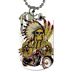 Motorcycle And Skull Cruiser Native American Dog Tag (one Side) by Sarkoni