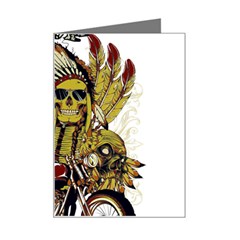 Motorcycle And Skull Cruiser Native American Mini Greeting Card by Sarkoni